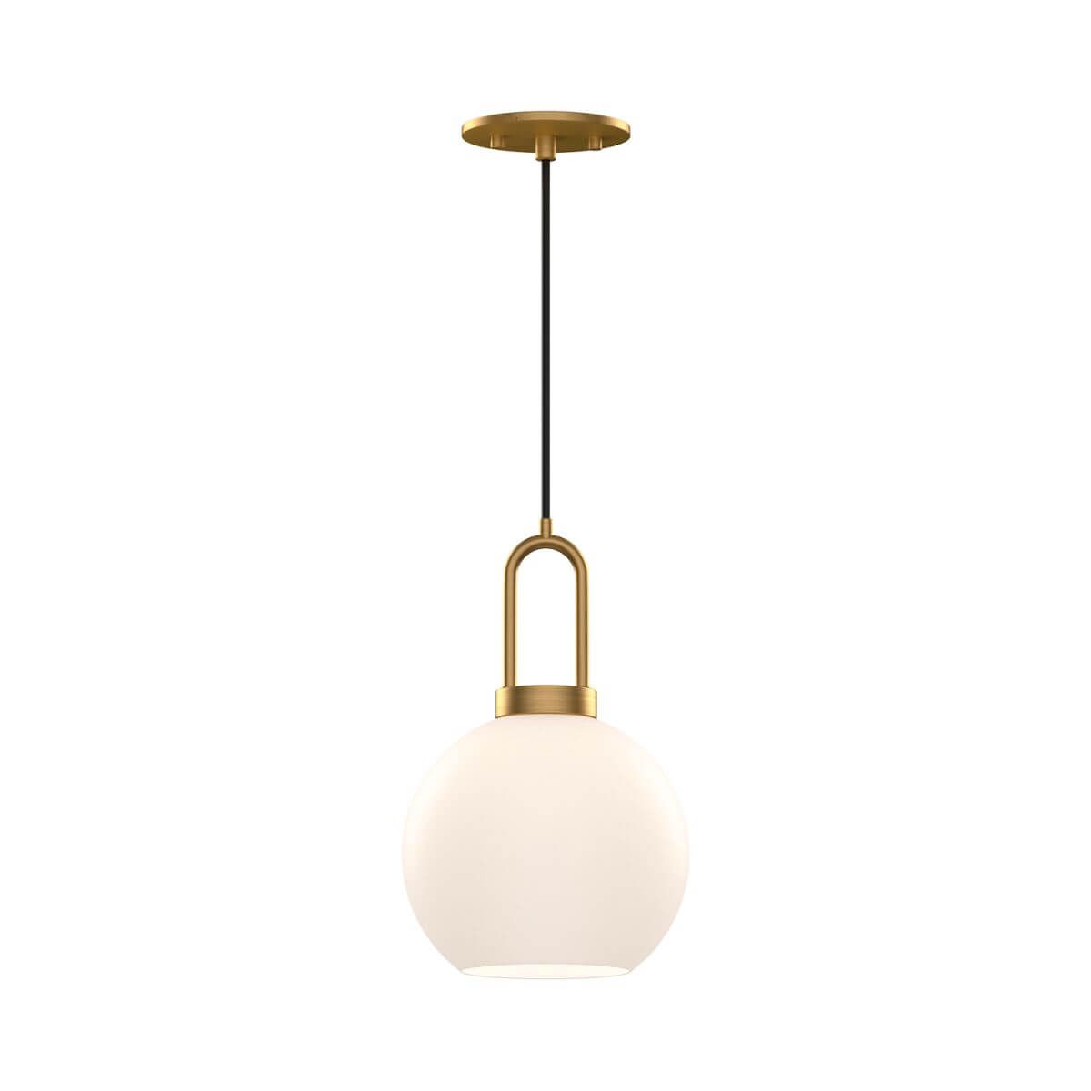 Alora Lighting PD601608AGOP Soji 1 Light 8 inch Mini Pendant in Aged Gold with Opal Glass