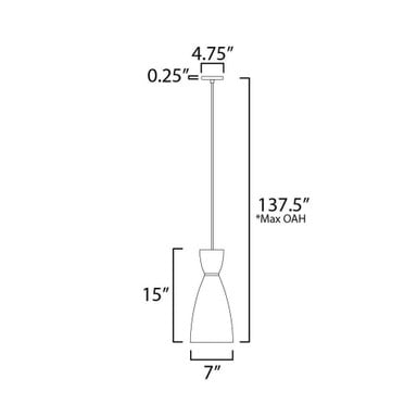 Maxim Lighting 11301BKSBR Carillon 1 Light Mini Pendant - Dimension Diagram