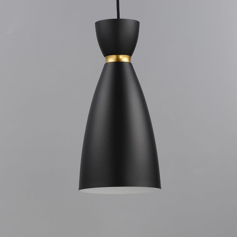 Maxim Lighting 11301BKSBR Carillon 1 Light Mini Pendant in Black/Satin Brass - Side View
