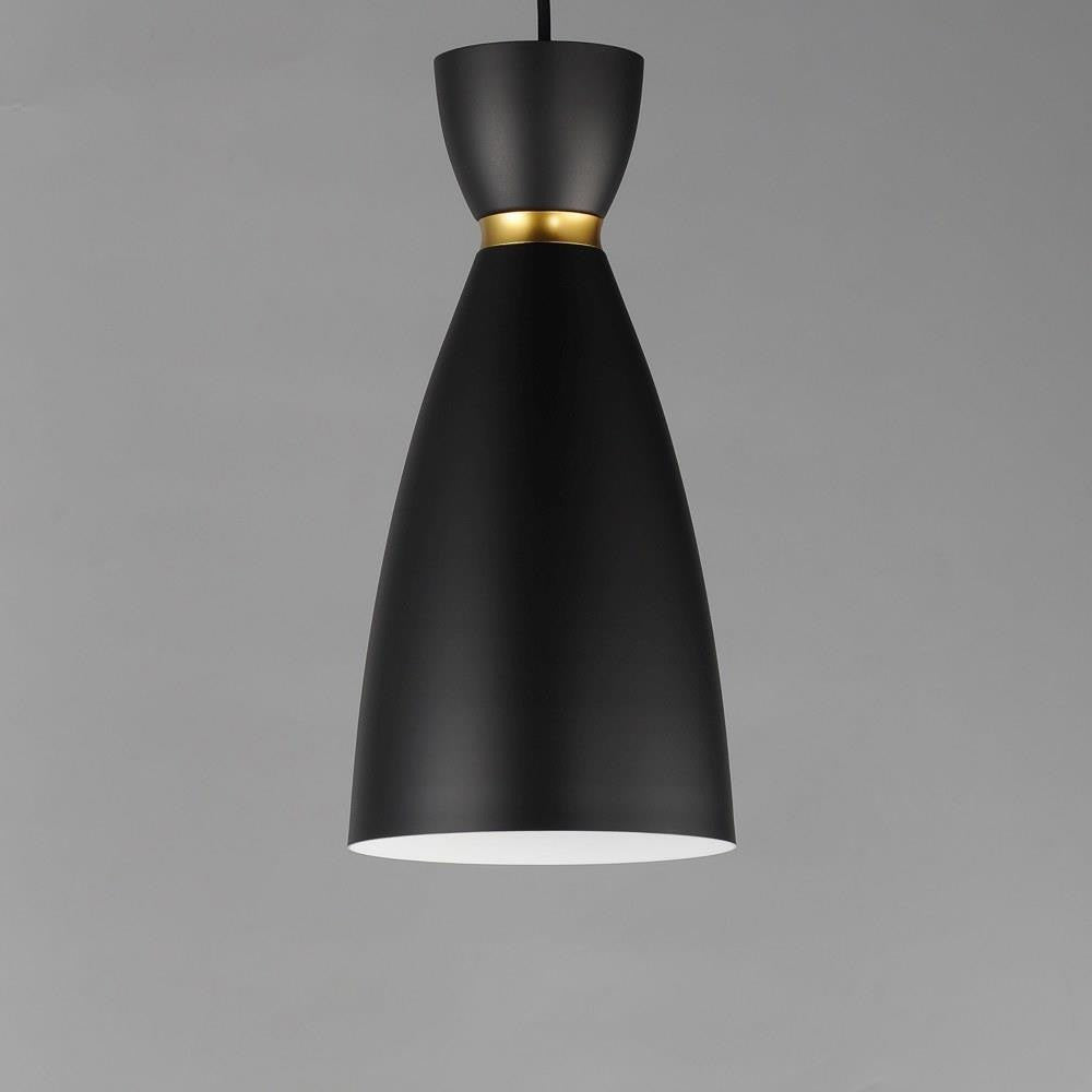 Maxim Lighting 11301BKSBR Carillon 1 Light Mini Pendant in Black/Satin Brass - Close-up Detail