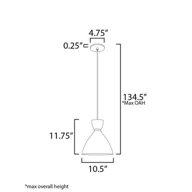 Maxim Lighting 11302BKSBR Carillon Mini Pendant Dimensions Diagram