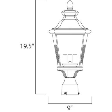 Maxim Lighting 1130CLBZ Knoxville Outdoor Post Lantern Dimensions - 19.5 inch Height x 9 inch Width