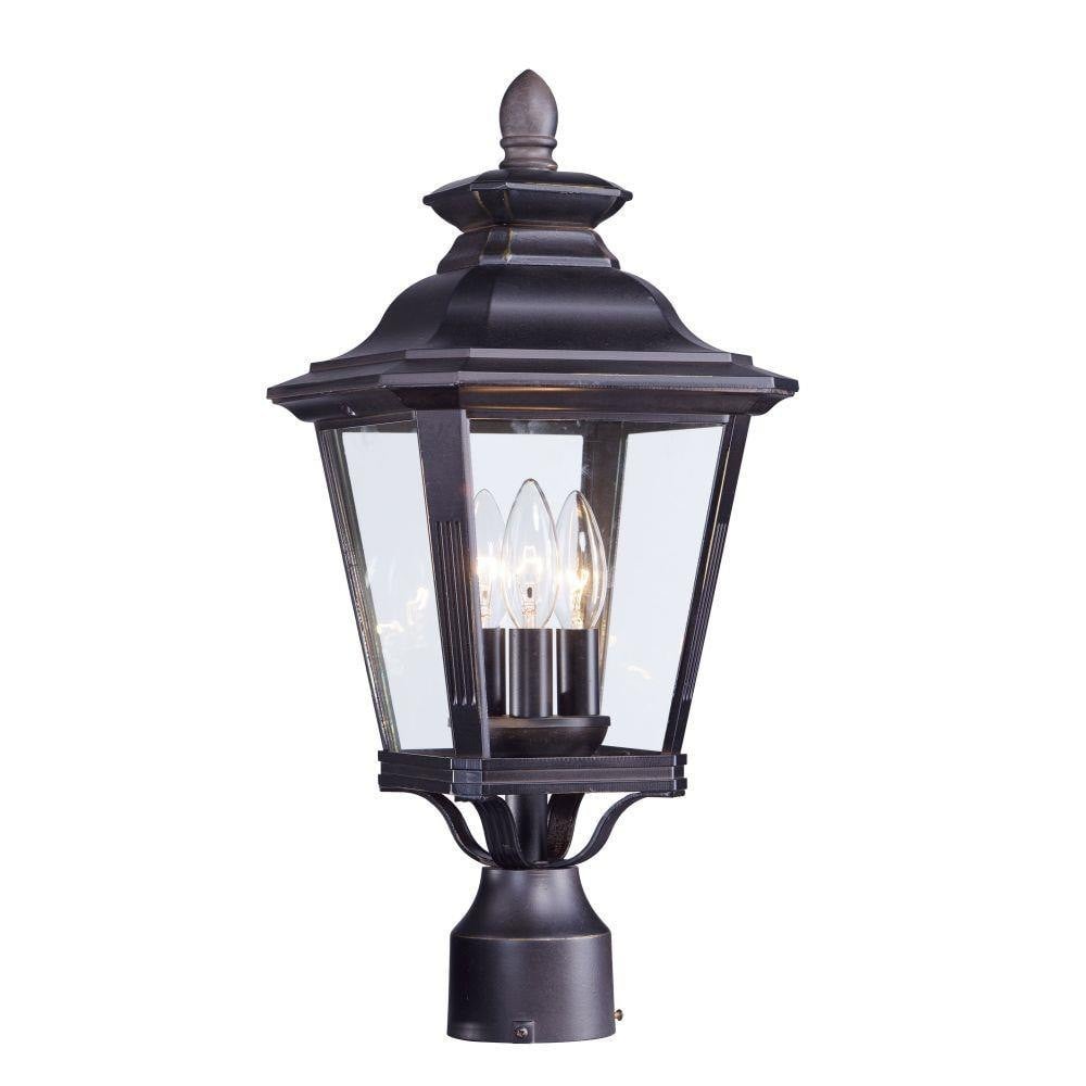 Maxim Lighting 1130CLBZ Knoxville Bronze Outdoor Post Lantern - Front View on White Background