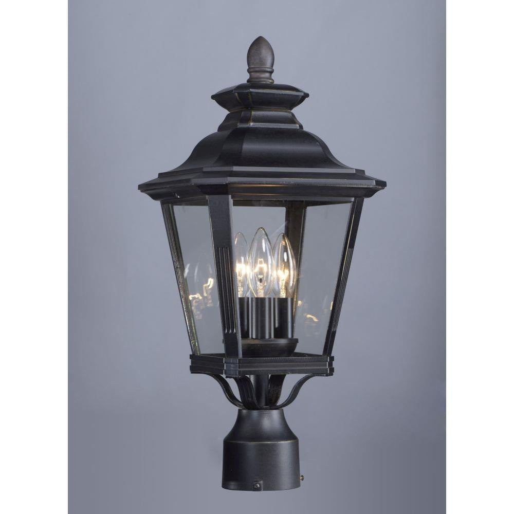 Maxim Lighting 1130CLBZ Knoxville Bronze Outdoor Post Lantern - Illuminated Side View