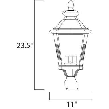 Maxim Lighting 1131CLBZ Knoxville 3 Light 11 Inch Bronze Outdoor Post Lantern - Dimensions Diagram