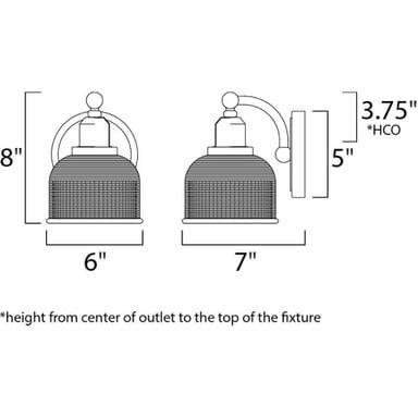 Maxim Lighting 11321CLPC Hollow 1 Light 6 Inch Polished Chrome Wall Sconce - Dimensions Diagram