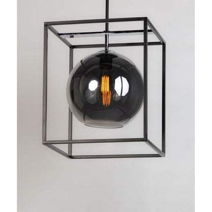 Maxim Lighting 11367MSKBKPC Fluid Pendant Mirror Smoke Glass Black Frame Close-Up