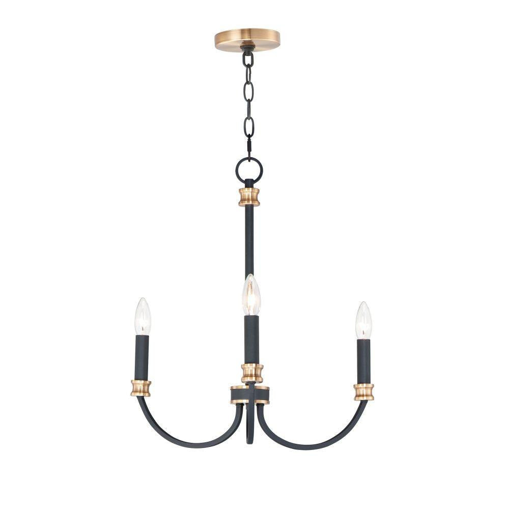 Maxim Lighting 11373BKAB Charlton 3 Light Chandelier Full View on White Background