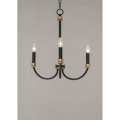 Maxim Lighting 11373BKAB Charlton 3 Light Chandelier in Black with Antique Brass