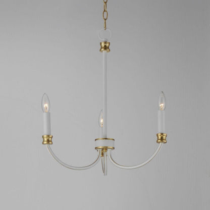 Maxim Lighting 11373WWTGL Charlton 3 Light Chandelier in Weathered White with Gold Leaf - front view on gray background