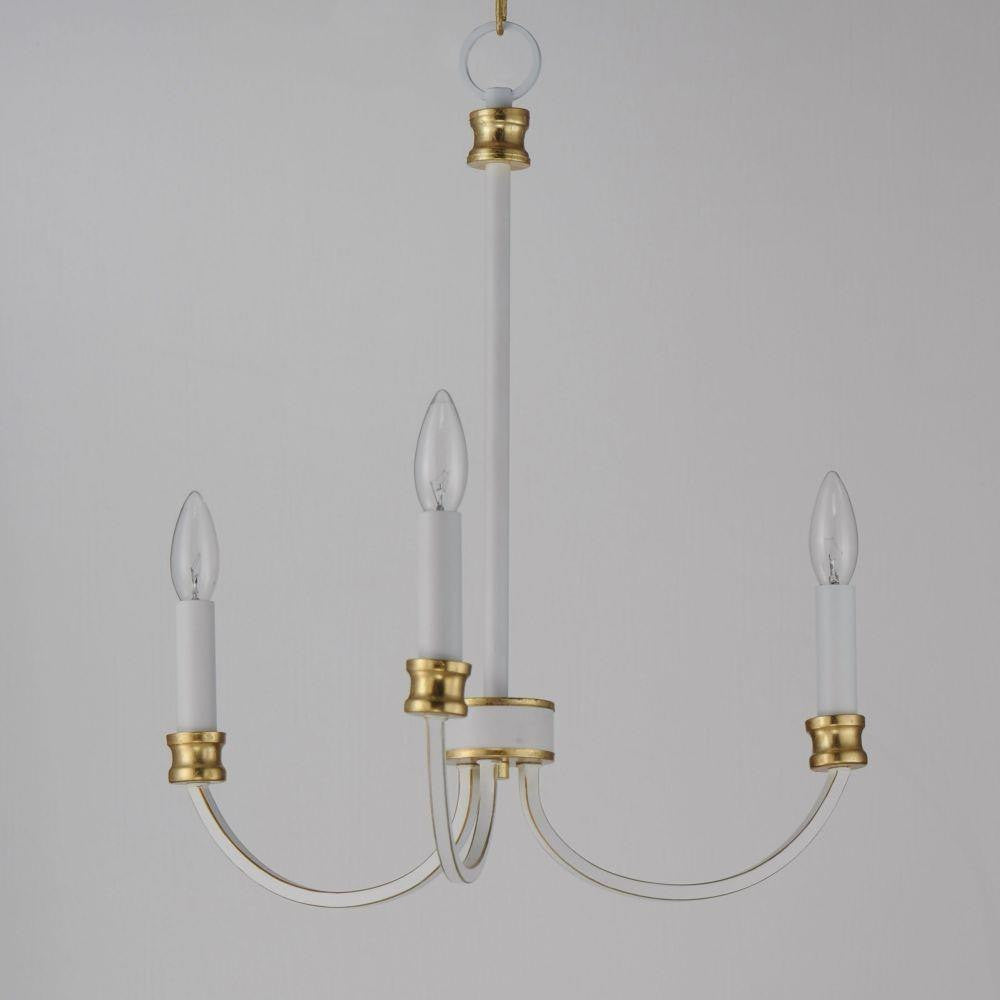 Maxim Lighting 11373WWTGL Charlton 3 Light Chandelier in Weathered White with Gold Leaf - alternate angle on gray background