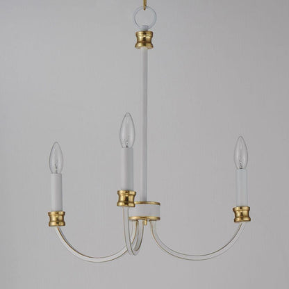 Maxim Lighting 11373WWTGL Charlton 3 Light Chandelier in Weathered White with Gold Leaf - alternate angle on gray background