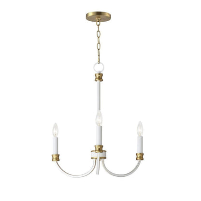 Maxim Lighting 11373WWTGL Charlton 3 Light Chandelier in Weathered White with Gold Leaf - full view on white background