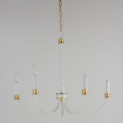Maxim Lighting 11375WWTGL Charlton 5 Light Chandelier in Weathered White with Gold Leaf - Front View