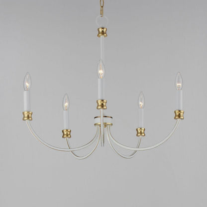 Maxim Lighting 11375WWTGL Charlton 5 Light Chandelier in Weathered White with Gold Leaf - Angled View