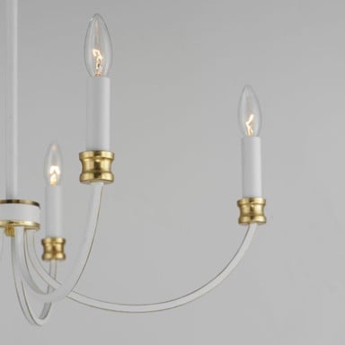Maxim Lighting 11375WWTGL Charlton 5 Light Chandelier - Close-Up Detail of Candelabra Arms and Gold Accents