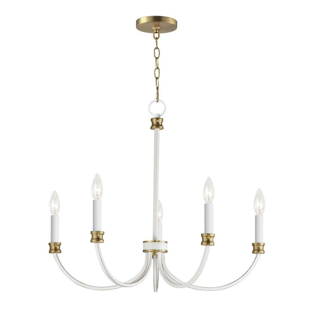 Maxim Lighting 11375WWTGL Charlton 5 Light Chandelier in Weathered White with Gold Leaf on White Background