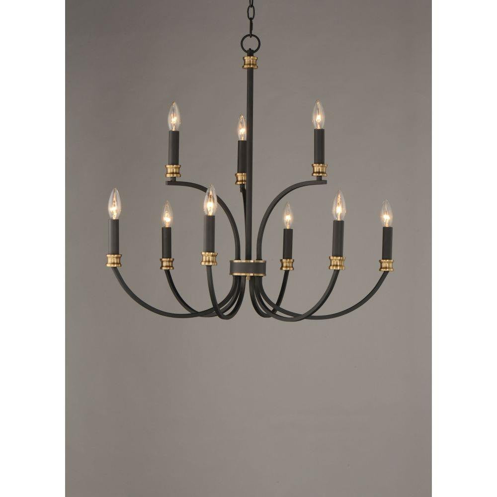 Maxim Lighting 11377BKAB Charlton 9 Light 30 inch Black Antique Brass Chandelier Ceiling Light