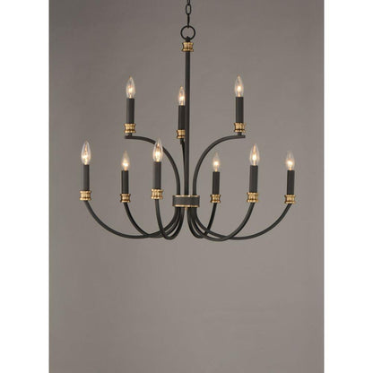Maxim Lighting 11377BKAB Charlton 9 Light 30 inch Black Antique Brass Chandelier Ceiling Light