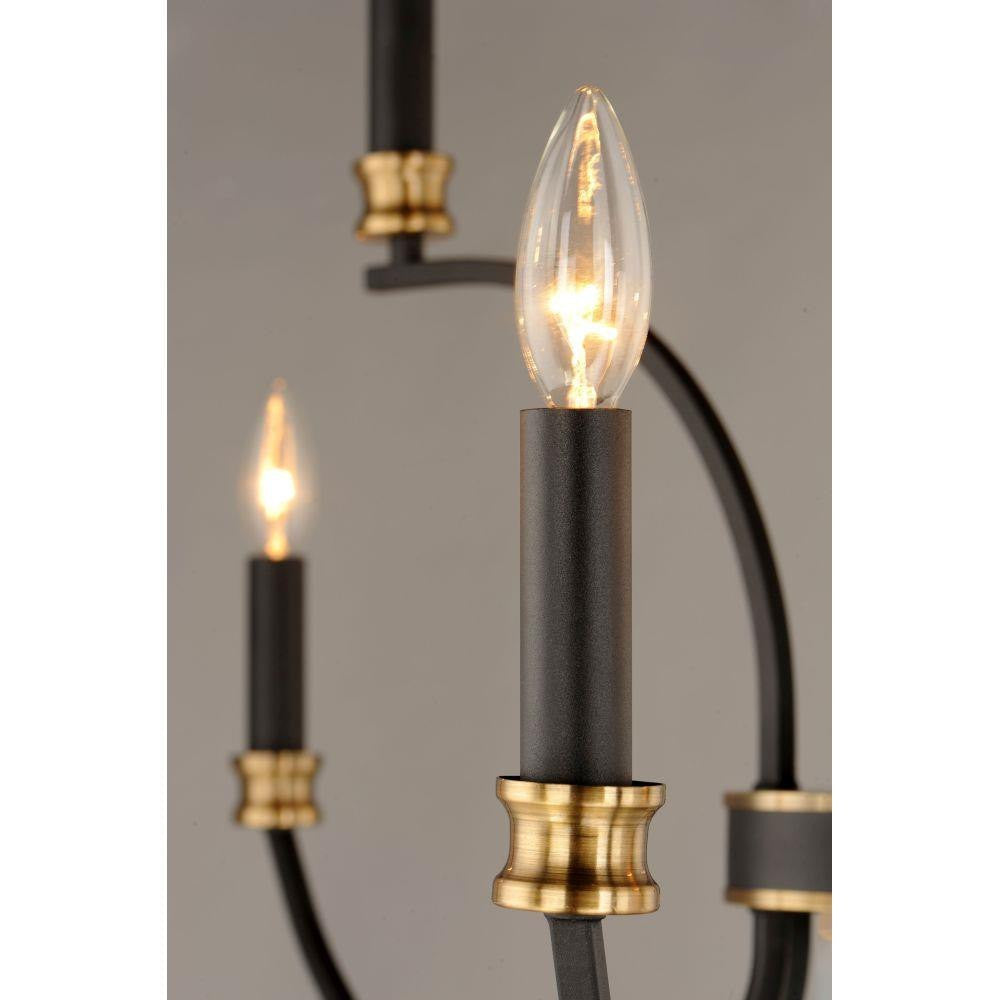 Maxim Lighting 11377BKAB Charlton 9 Light Chandelier close-up detail Black Antique Brass