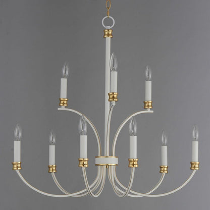 Maxim Lighting 11377WWTGL Charlton 8 Light Chandelier in Weathered White with Gold Leaf on gray background