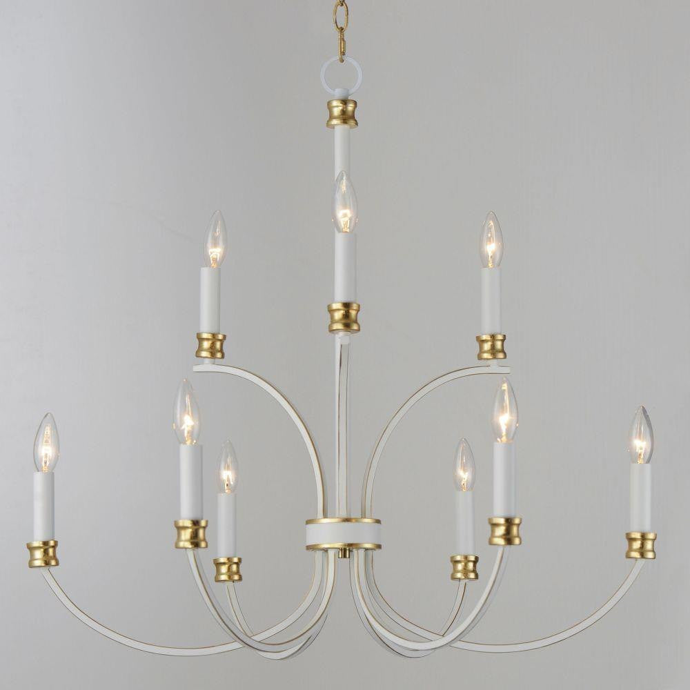 Maxim Lighting 11377WWTGL Charlton 8 Light Chandelier illuminated side angle view