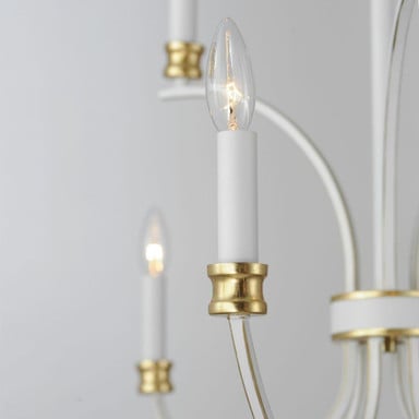 Maxim Lighting 11377WWTGL Charlton Candelabra arm detail with Gold Leaf accent
