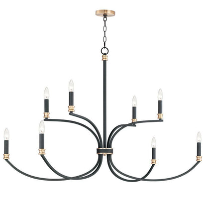 Maxim Lighting 11378BKAB Charlton 8 Light Black with Antique Brass Two-Tier Chandelier on white background