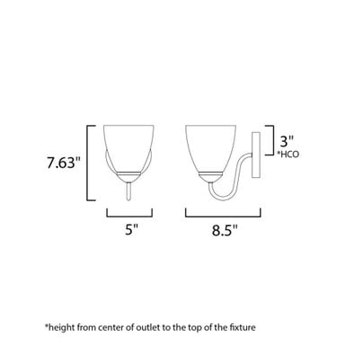 Maxim Lighting 11381FTSN Axis 1 Light Satin Nickel Bath Vanity Wall Light dimension diagram