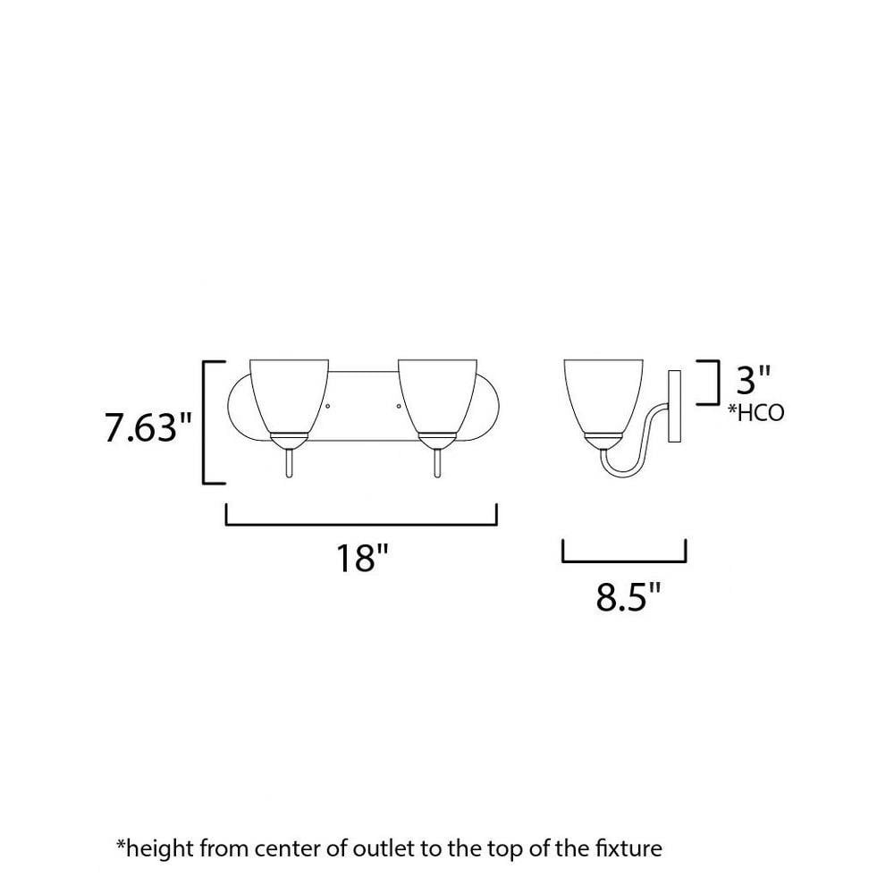 Maxim Lighting 11382FTPC Axis Bath Vanity Wall Light Dimensions - 18 inch Wide, 7.63 inch Tall, 8.5 inch Deep