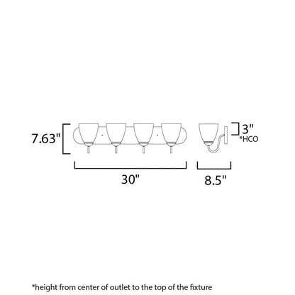 Maxim Lighting 11384FTPC Axis Bath Vanity Wall Light Dimensions Diagram