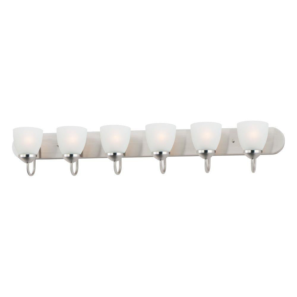 Maxim Lighting 11386FTSN Axis 6 Light 48 Inch Satin Nickel Bath Vanity Wall Light - front white background