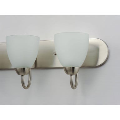 Maxim Lighting 11386FTSN Axis Satin Nickel Vanity Light - close-up detail of frosted glass shades