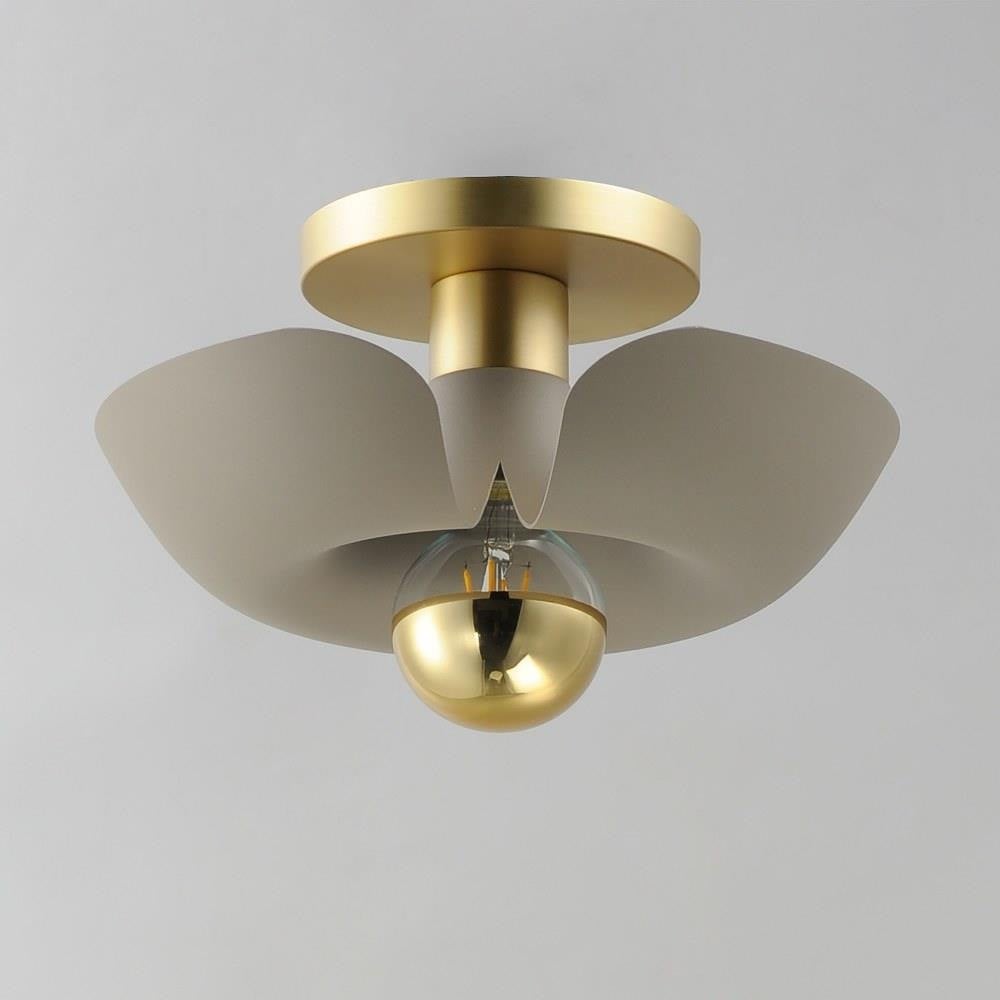 Maxim Lighting 11390WTSBR Poppy Flush Mount Ceiling Light - Close Up View Installed on Ceiling