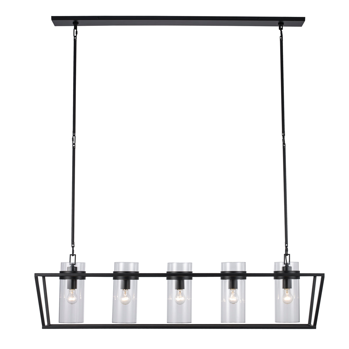 Trans Globe Lighting 11395 BK Nova 5 light black island pendant illuminated