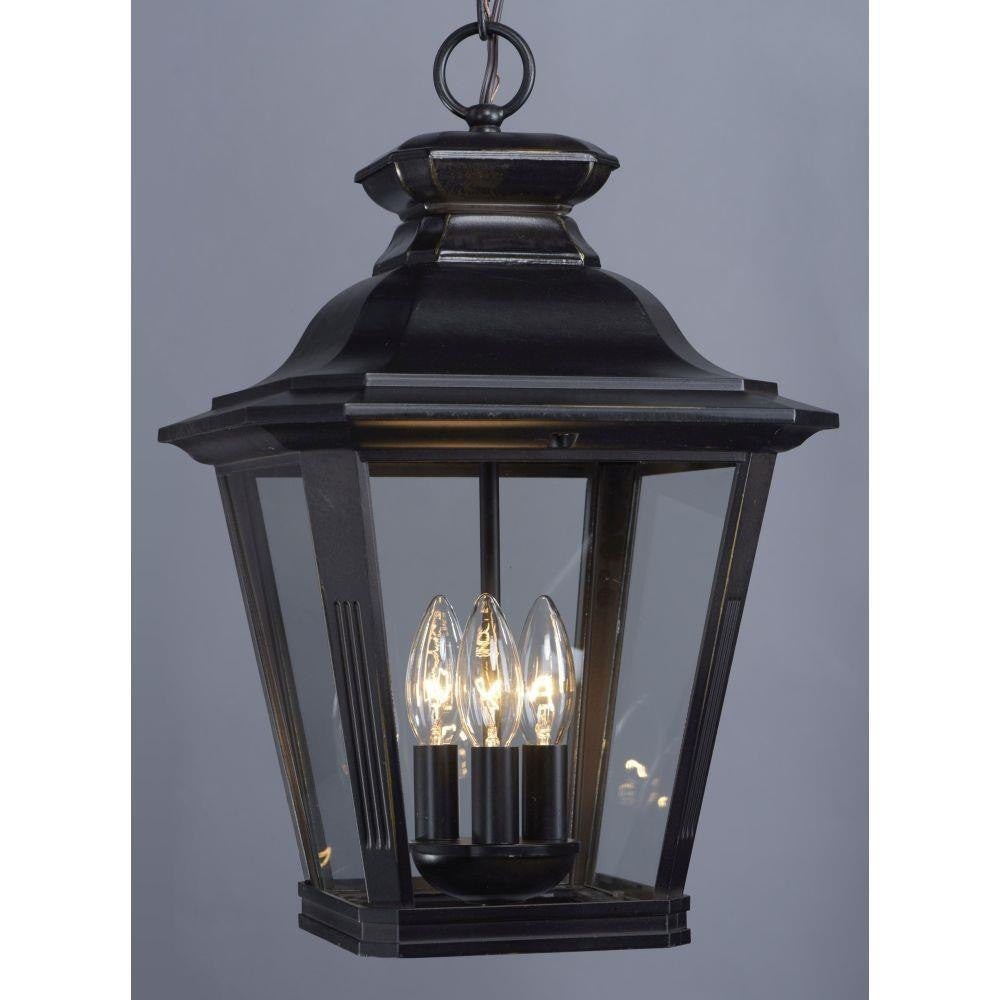 Maxim Lighting 1139CLBZ Knoxville 3 Light Bronze Outdoor Pendant Lantern on Grey Background