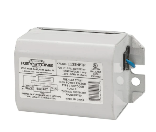Keystone 113SHPTP 1 Lite 13W 2-Pin HPF Compact Fluorescent Magnetic