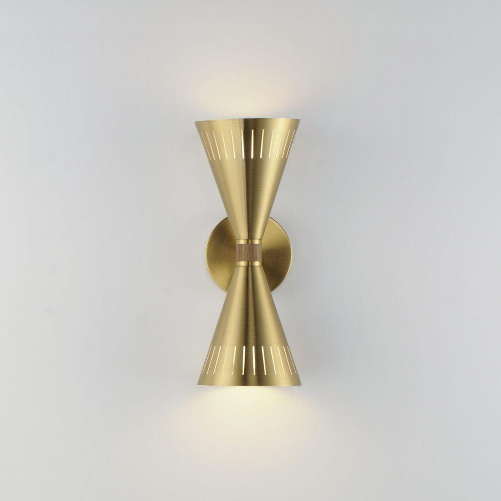 Maxim Lighting 11432NAB Helsinki 2 Light Natural Aged Brass Wall Sconce Illuminated on Wall