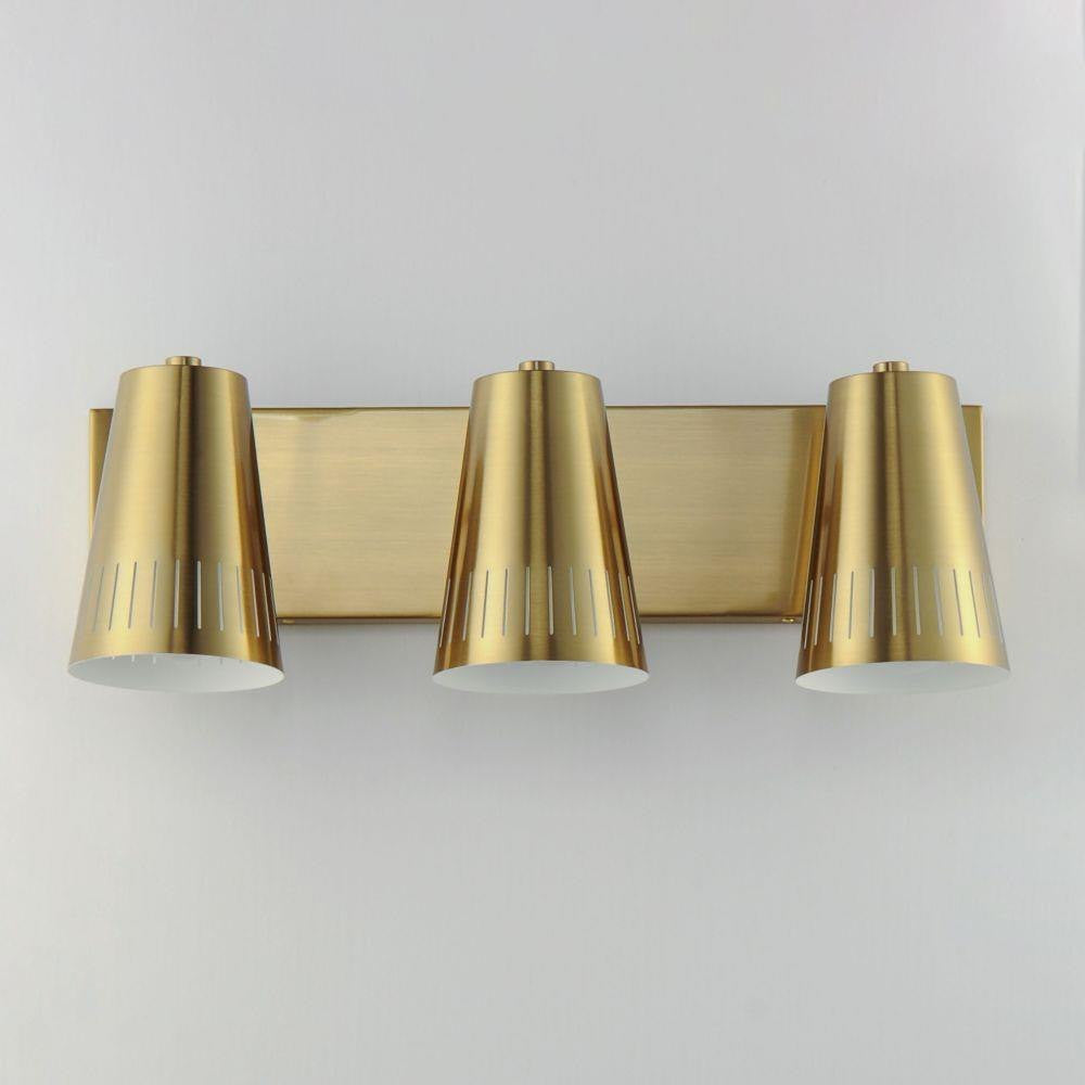 Maxim Lighting 11433NAB Helsinki 3 Light Natural Aged Brass Bath Vanity Wall Light - Front View Grey Background