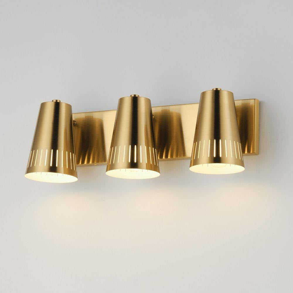 Maxim Lighting 11433NAB Helsinki 3 Light Natural Aged Brass Bath Vanity Wall Light - Angled View Lit