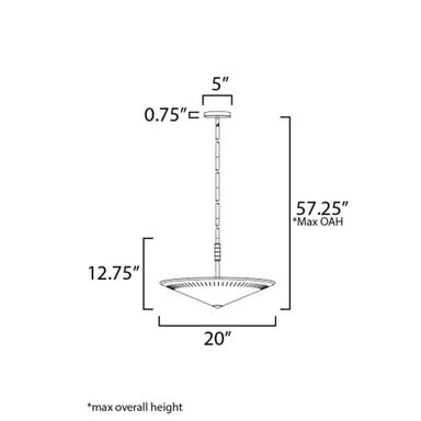 Maxim Lighting 11436NAB Helsinki 3 Light Natural Aged Brass Pendant Ceiling Light - Dimensions Diagram