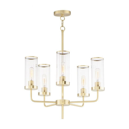 Maxim Lighting 11475CRSBR Crosby 5 Light Satin Brass Chandelier - Full view on white background alternate angle