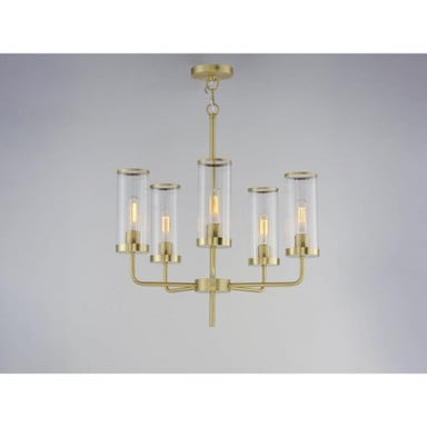 Maxim Lighting 11475CRSBR Crosby 5 Light Satin Brass Chandelier - Lifestyle view on grey background
