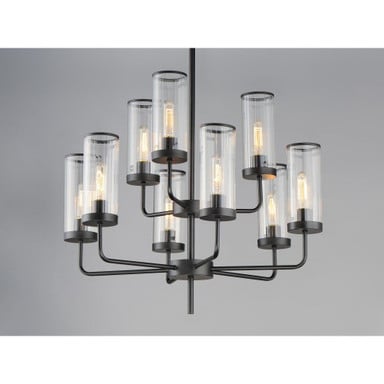 Maxim Lighting 11479CRSBR Crosby 9 Light Chandelier - Angled lifestyle view showing full fixture arrangement