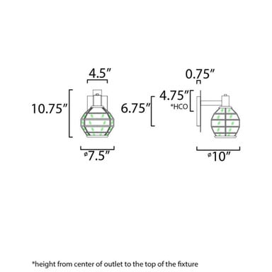 Maxim Lighting 11543BKBUB Heirloom Outdoor Wall Lantern - Dimensions Diagram