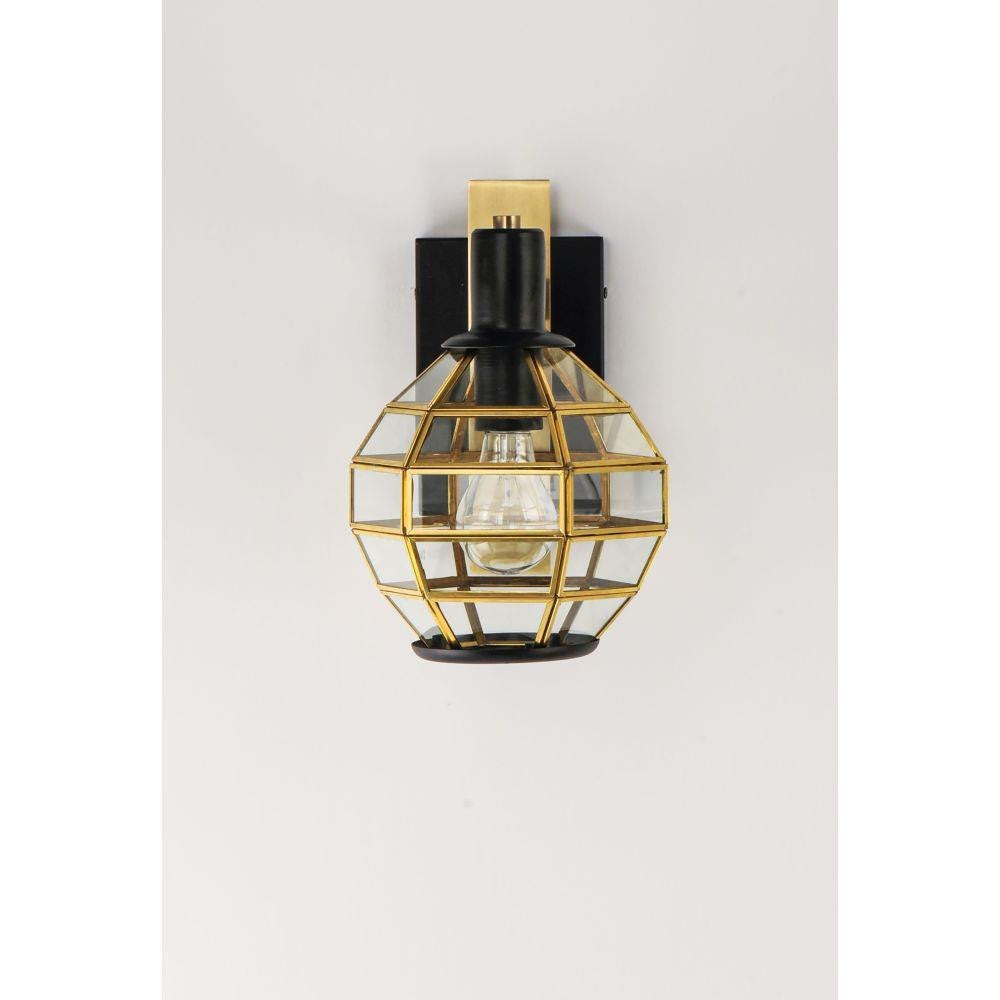 Maxim Lighting 11543BKBUB Heirloom 1 Light Outdoor Wall Lantern in Black and Burnished Brass - Front View on Wall