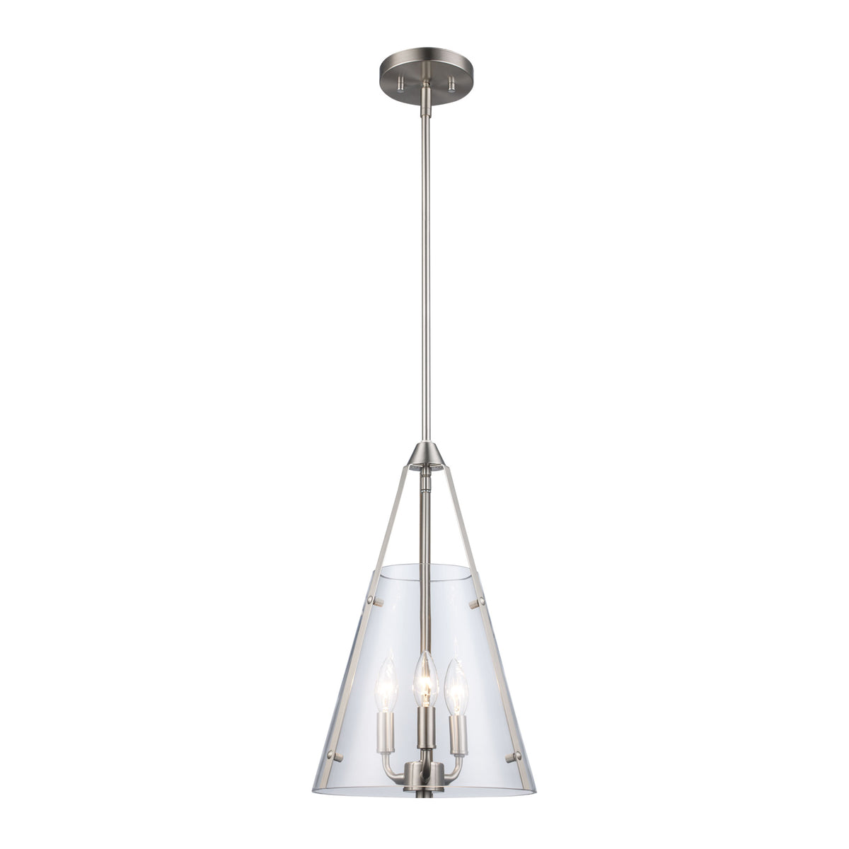 Trans Globe Lighting 11583 BN Armani 3 Light Brushed Nickel Pendant Ceiling Light
