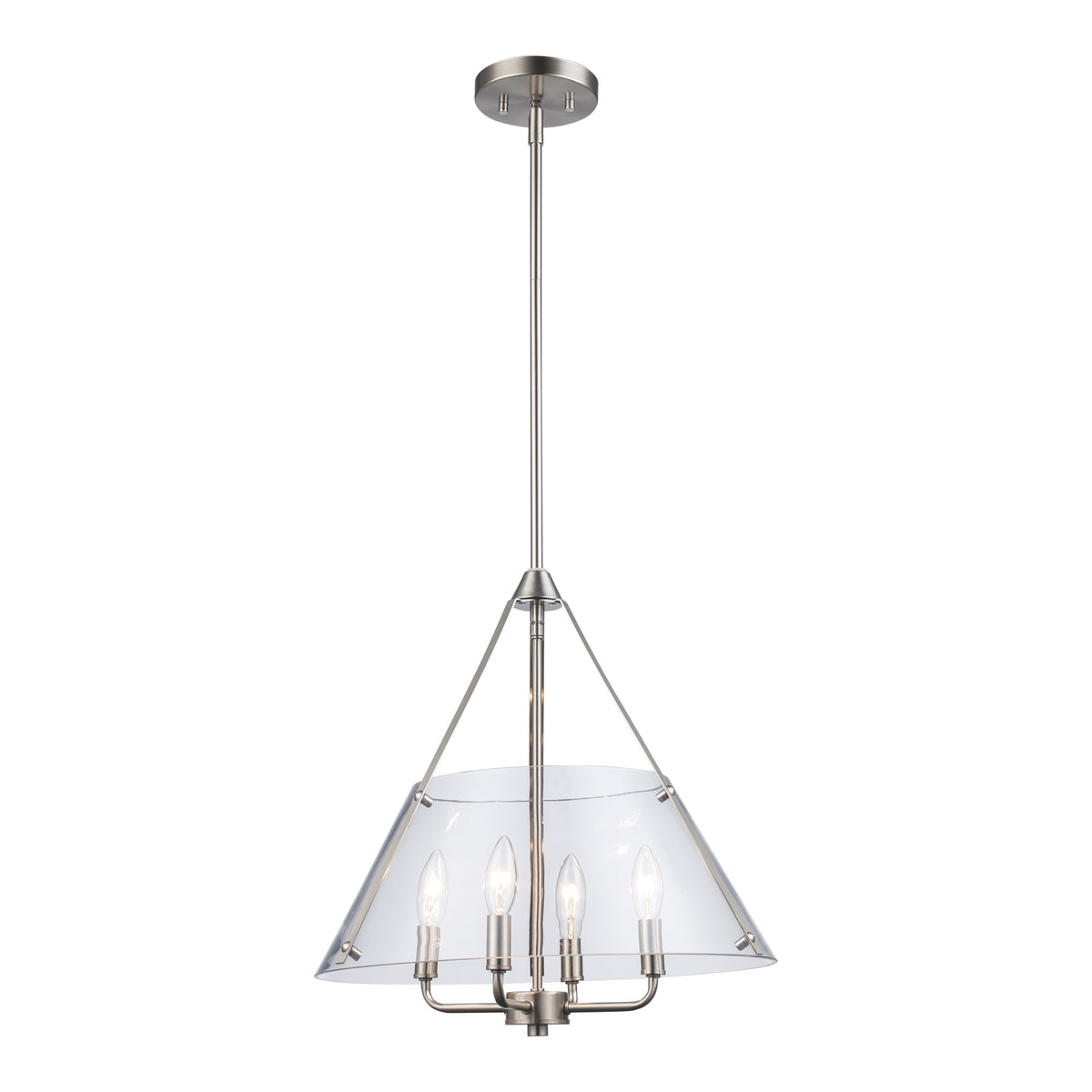 Trans Globe Lighting 11584 BN Armani 4 light brushed nickel pendant ceiling light