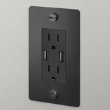 Buster + Punch NSC-02180 US 1G Complete Duplex Outlet + 2 USB Charger With Black finish