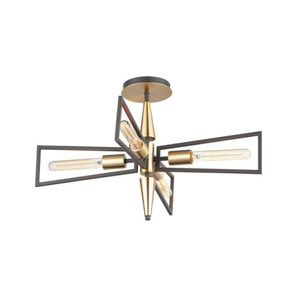 Maxim Lighting 11650BKSBR Wings 4 Light 25 Inch Black/Satin Brass Flush Mount Ceiling Light - white background product shot
